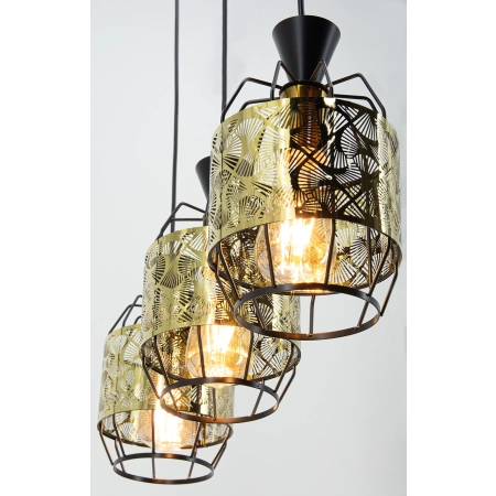 Lampa wisząca metalowa czarno-złota 3-punktowa 9317/3 z serii CENTO - Lampy Elem